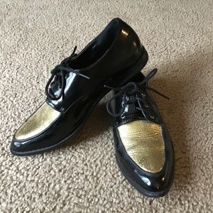 Black and Gold Women’s Loafers